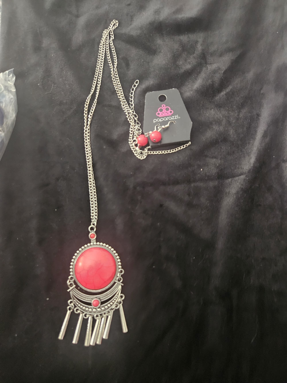 Paparazzi Silver-Tone Red Statement Pendant Necklace